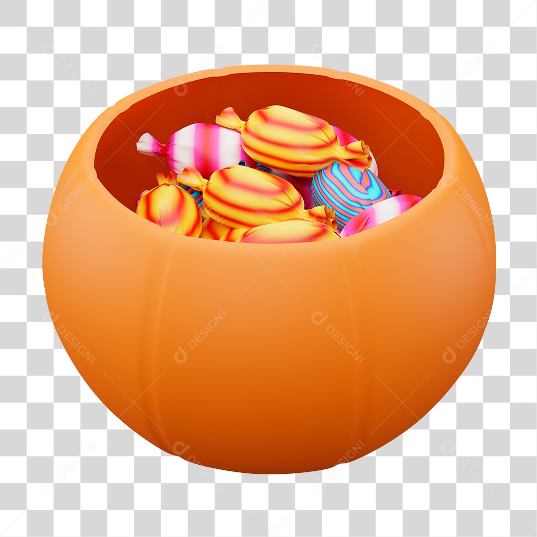 Abobora de Halloween com Balas PNG Transparente