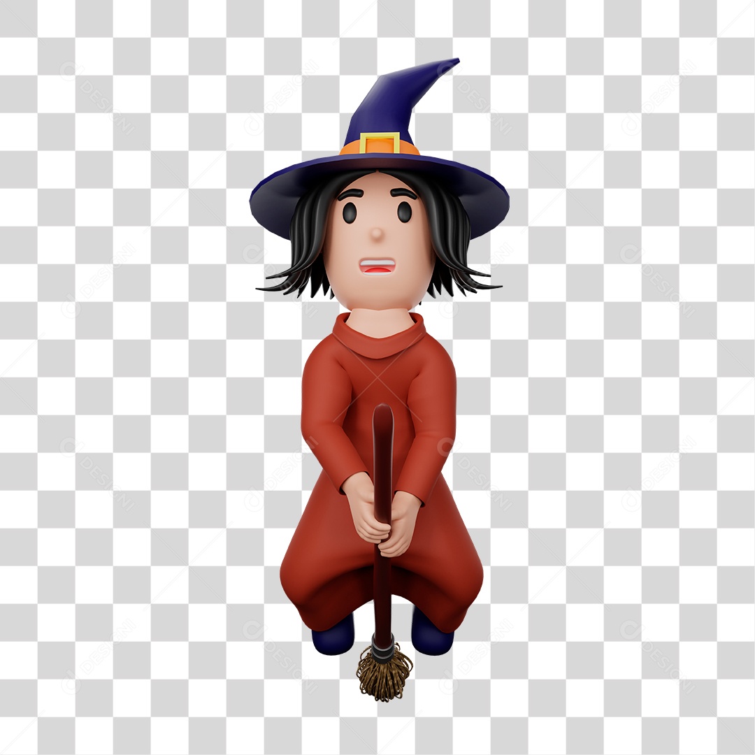 Bruxa Voando Na Vassoura PNG Transparente