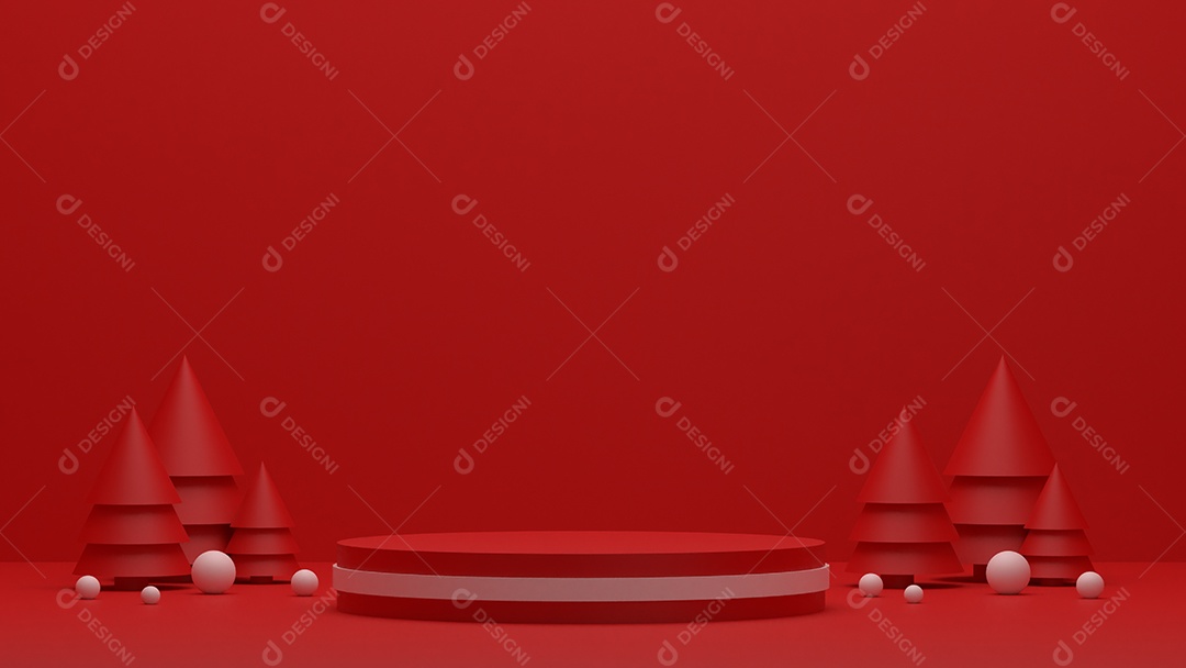 Carrinho de pódio de pano de fundo cena vermelha de Natal prateleira de pé pano fundo