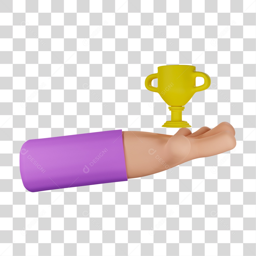 Desenho de Troféu na Mão PNG Transparente