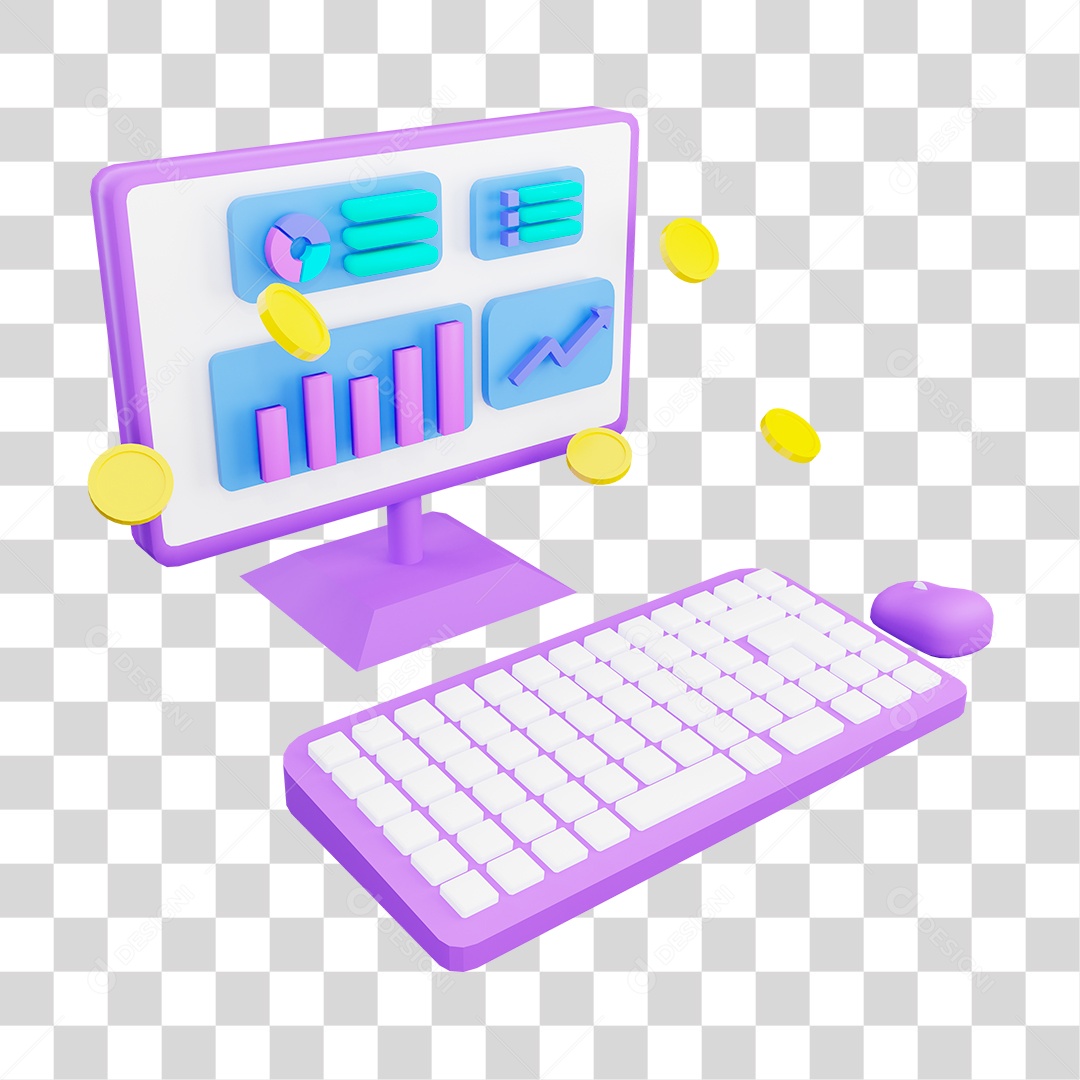 Estatísticas em Computador Elemento 3D PNG Transparente