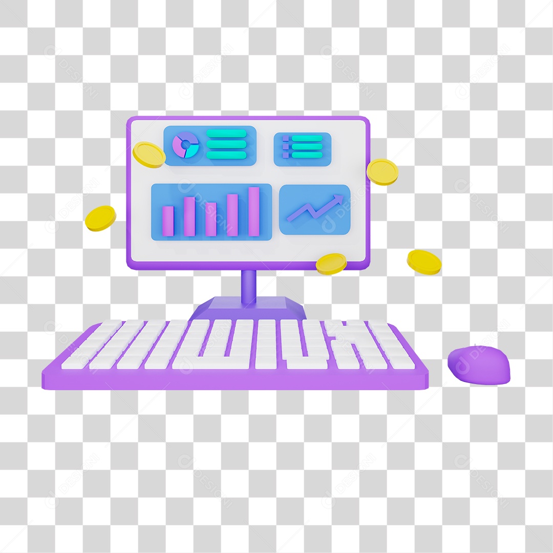 Estatísticas em Computador Elemento 3D PNG Transparente