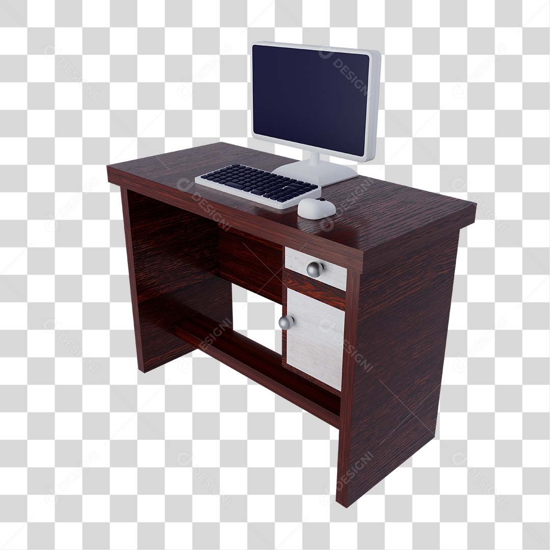Escrivaninha de Escritório com Computador PNG Transparente