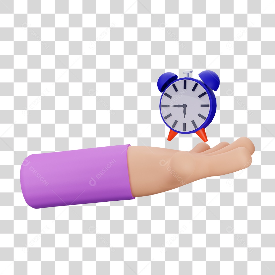 Desenho de Relógio Despertador sobre Mão PNG Transparente