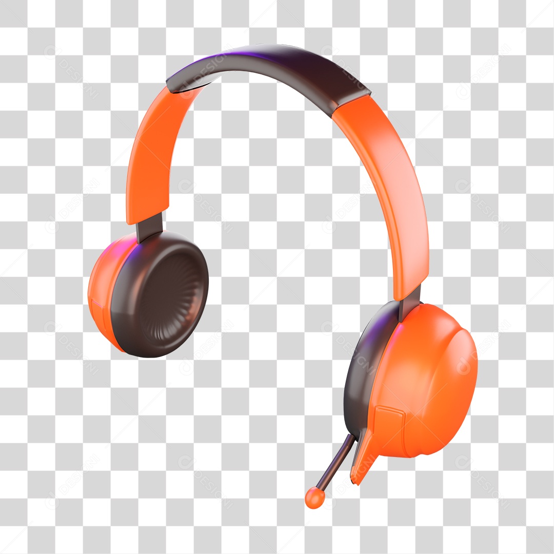 Fone de Ouvido Laranja PNG Transparente