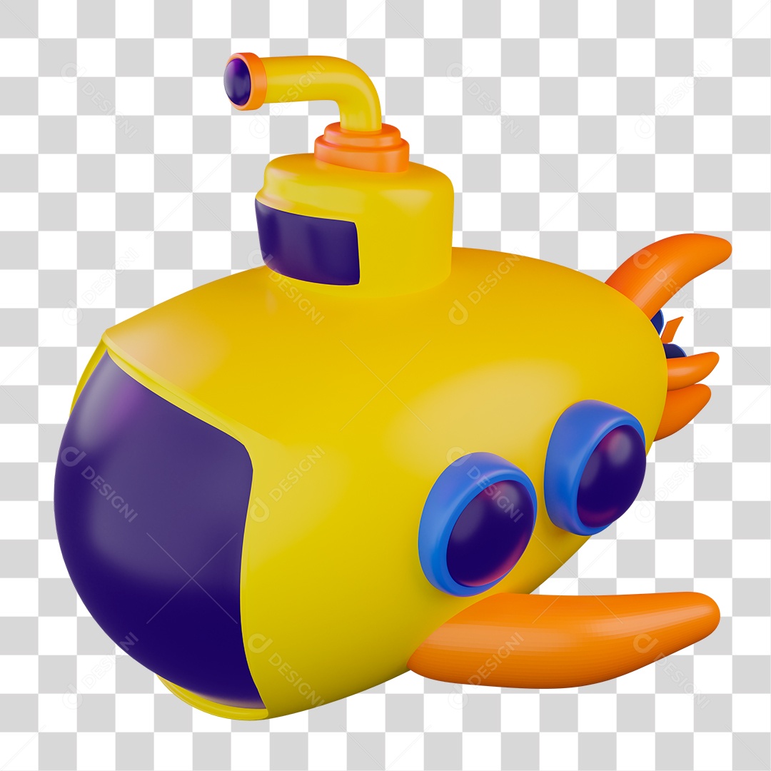 Desenho de Submarino Amarelo PNG Transparente