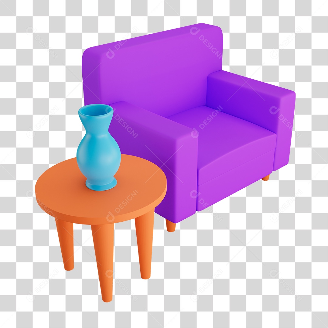 Desenho de Poltrona Roxa PNG Transparente