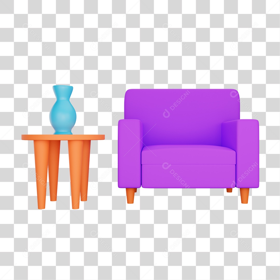 Desenho de Poltrona Roxa PNG Transparente