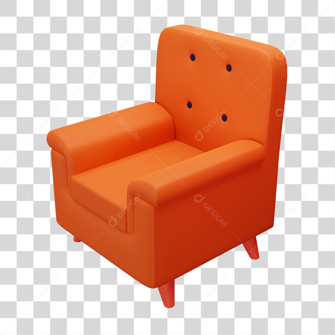 Desenho de Poltrona Laranja PNG Transparente
