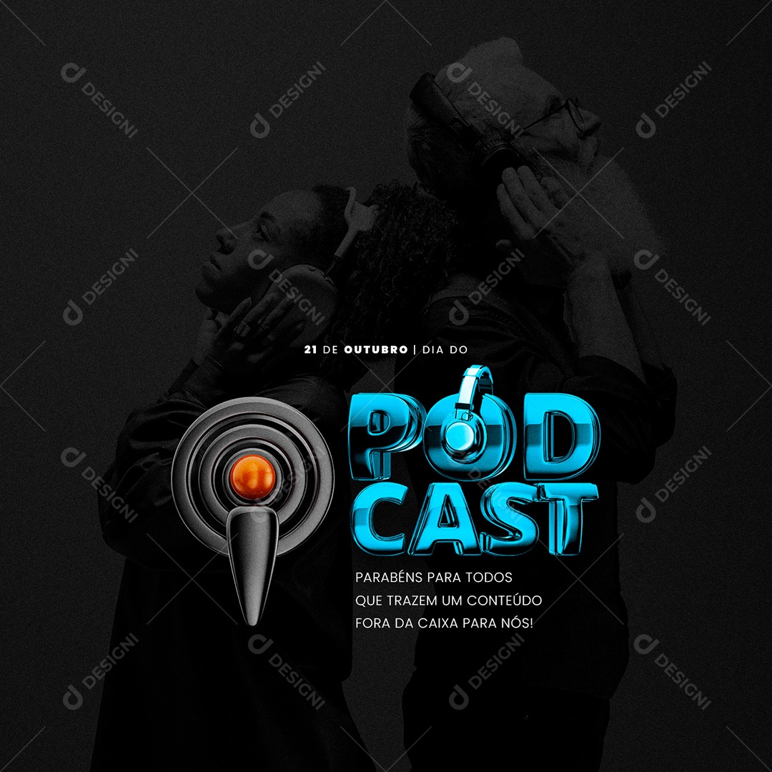 Parabéns Para Todos Que Trazem Um Contéudo Dia do Podcast Social Media PSD Editável