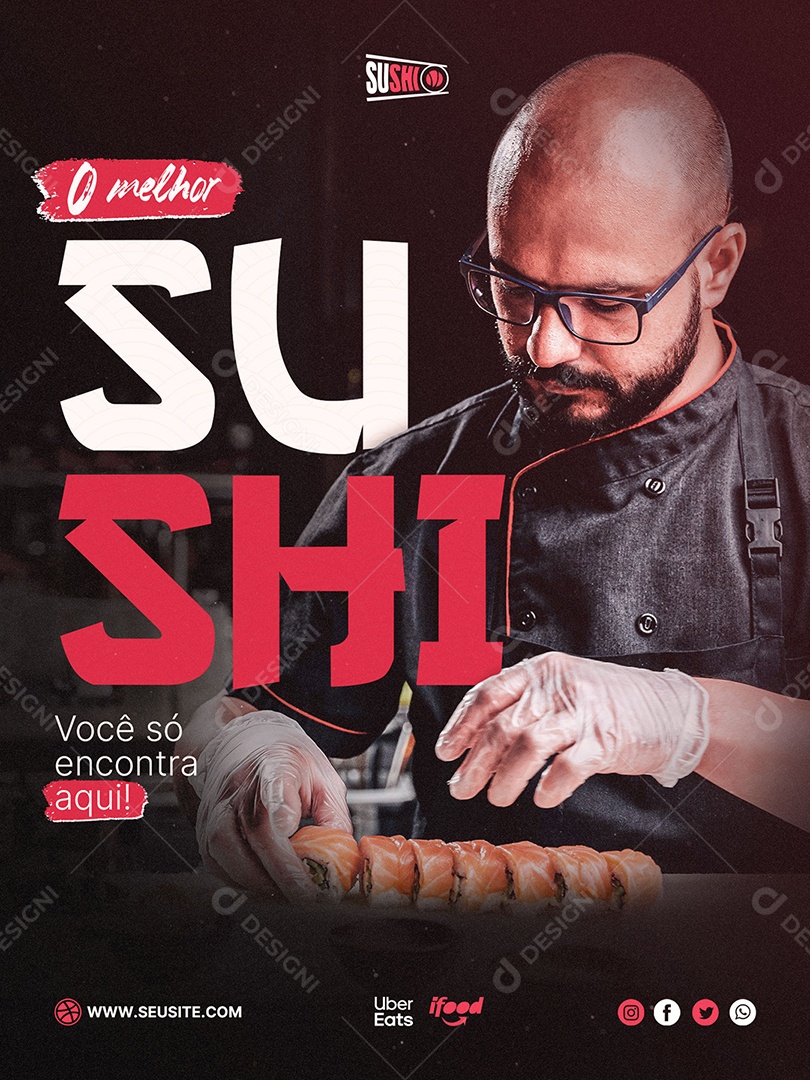 O Melhor Sushi Você Só Encontra Aqui Social Media PSD Editável