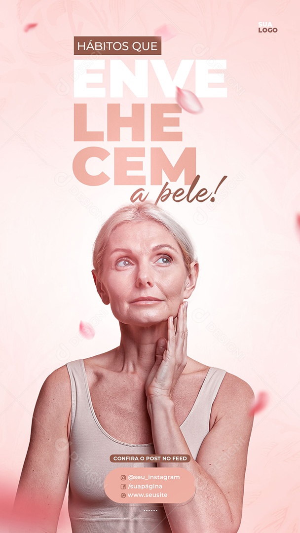 Hábitos Que Envelhecem A Pele Social Media PSD Editável