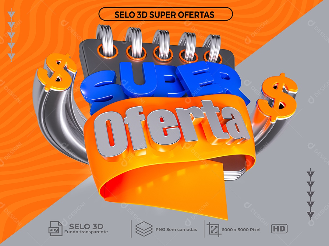 Selo 3D Para Composições Super Ofertas é Aqui PNG Transparente