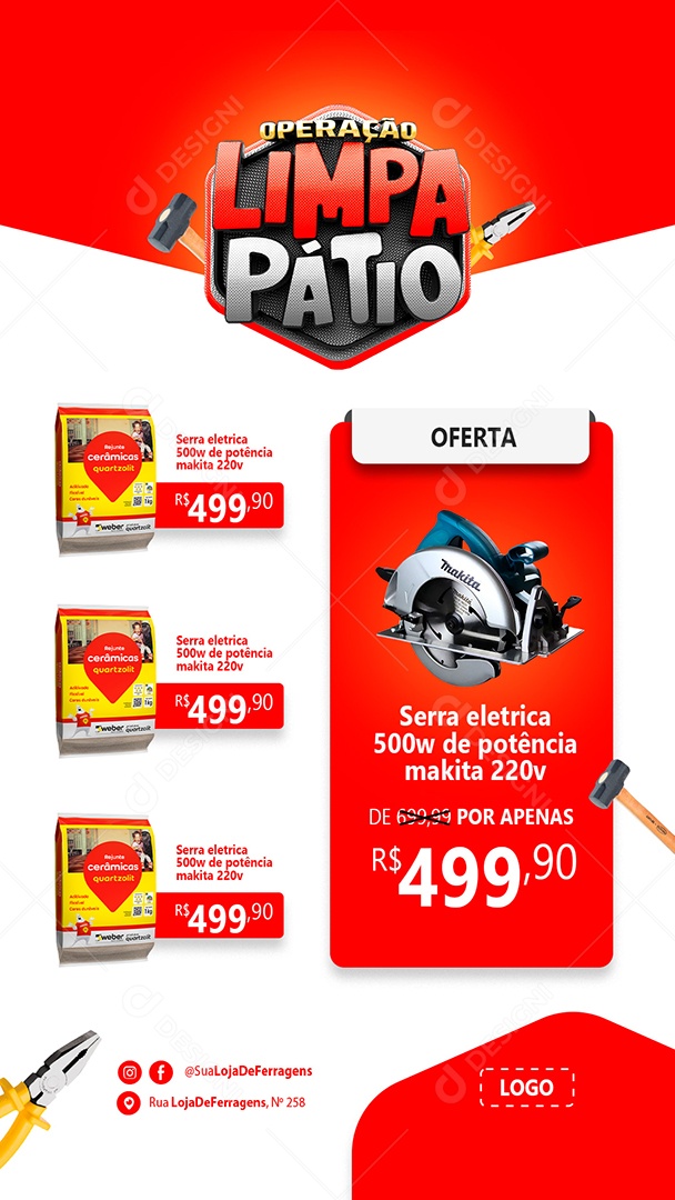 Story Encarte Operação Limpa Pátio Construção Social Media PSD Editável