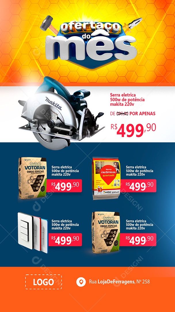 Story Encarte Ofertaço do Mês Construção Social Media PSD Editável