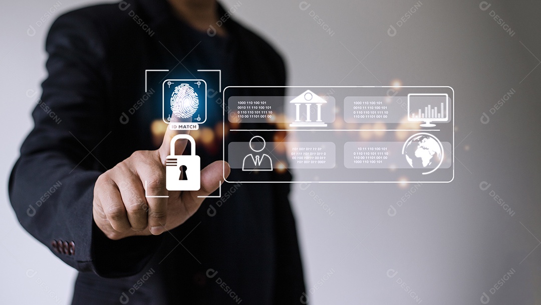 Conceito de tecnologia digital de segurança cibernética, empresários