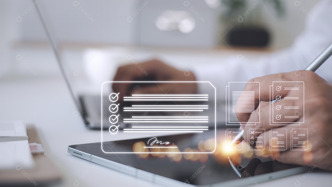 Assinatura eletrônica e conceito de escritório sem papel