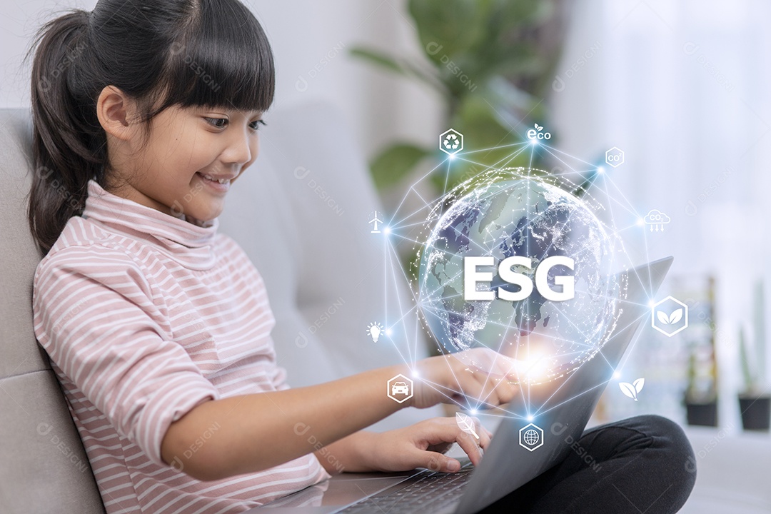 Conceito de tecnologia ambiental. Tecnologia verde. Educação da criança