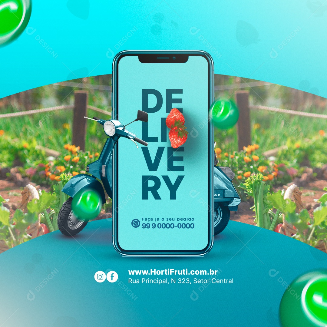 Delivery Faça Já o Seu Pedido Hortifruti Social Media PSD Editável