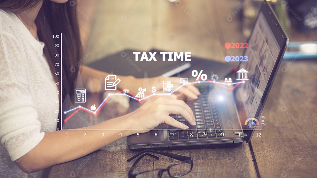 Conceito de finanças de negócios de otimização de pagamento de impostos, sagacidade de pessoas