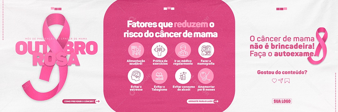 Banner Outubro Rosa Data Comemorativa Mês De Prevenção Ao Câncer De Mama Social Media PSD Editável