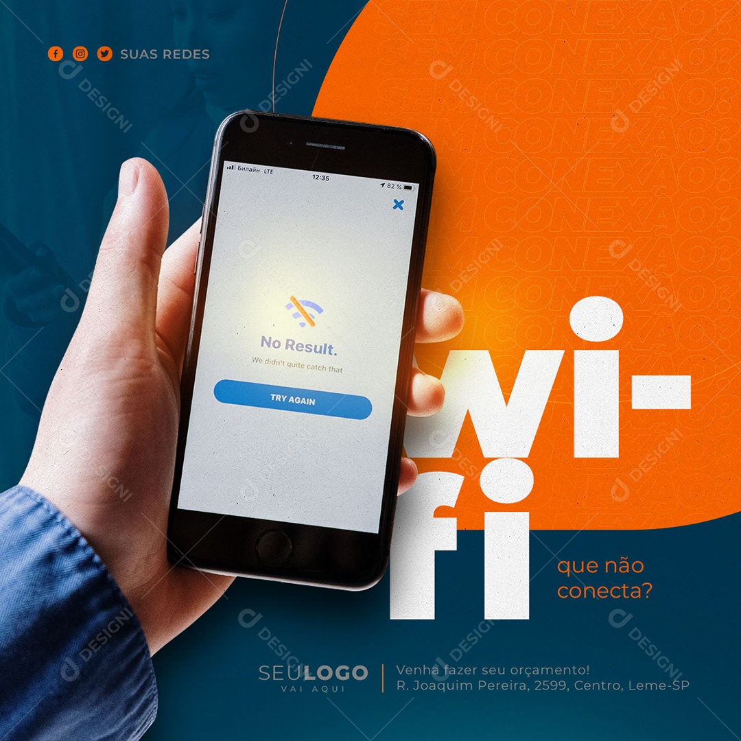 Não Conecta No Wi-Fi A Gente Da Um Jeito Social Media PSD Editável