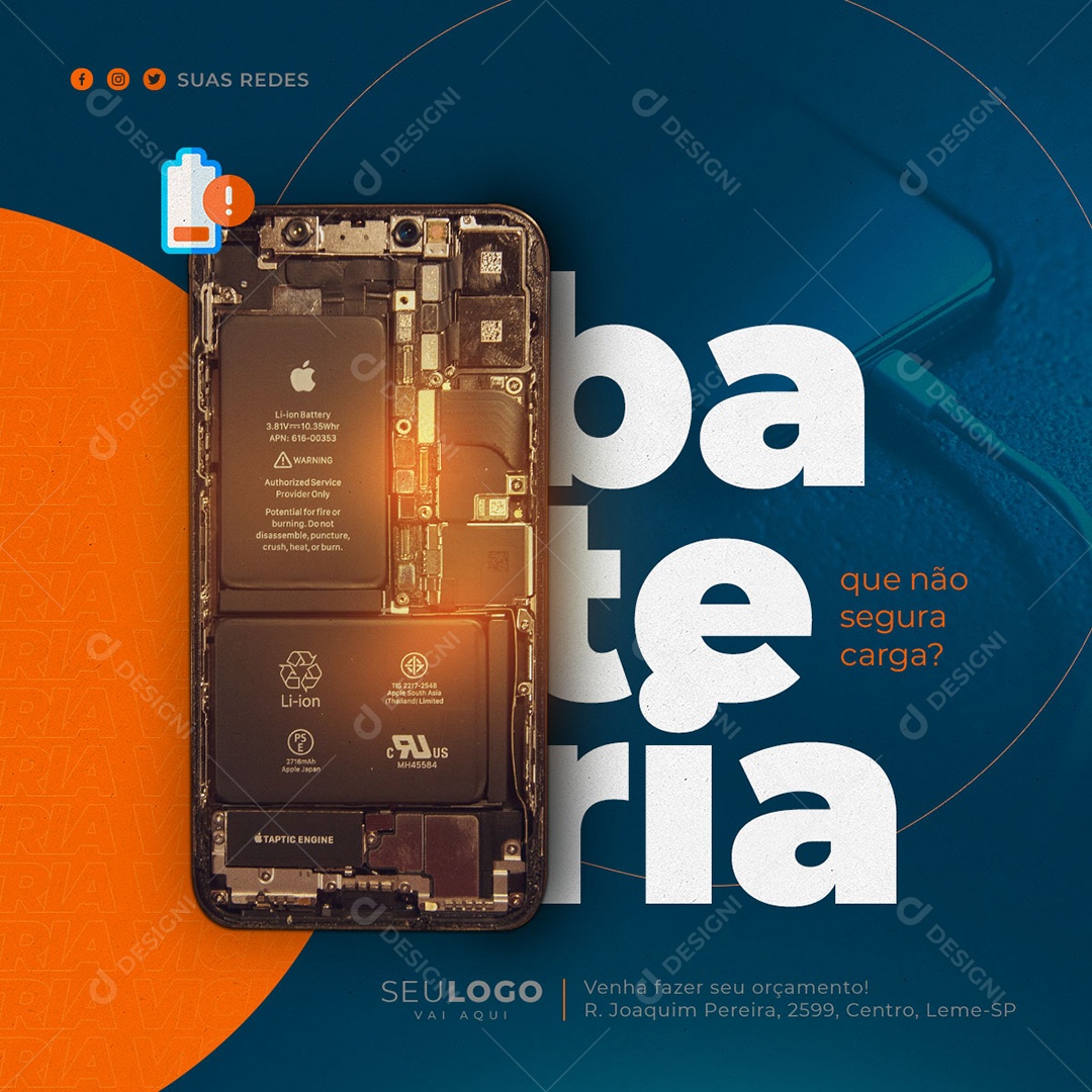 Bateria Fraca Venha Trocar Com A Gente Social Media PSD Editável