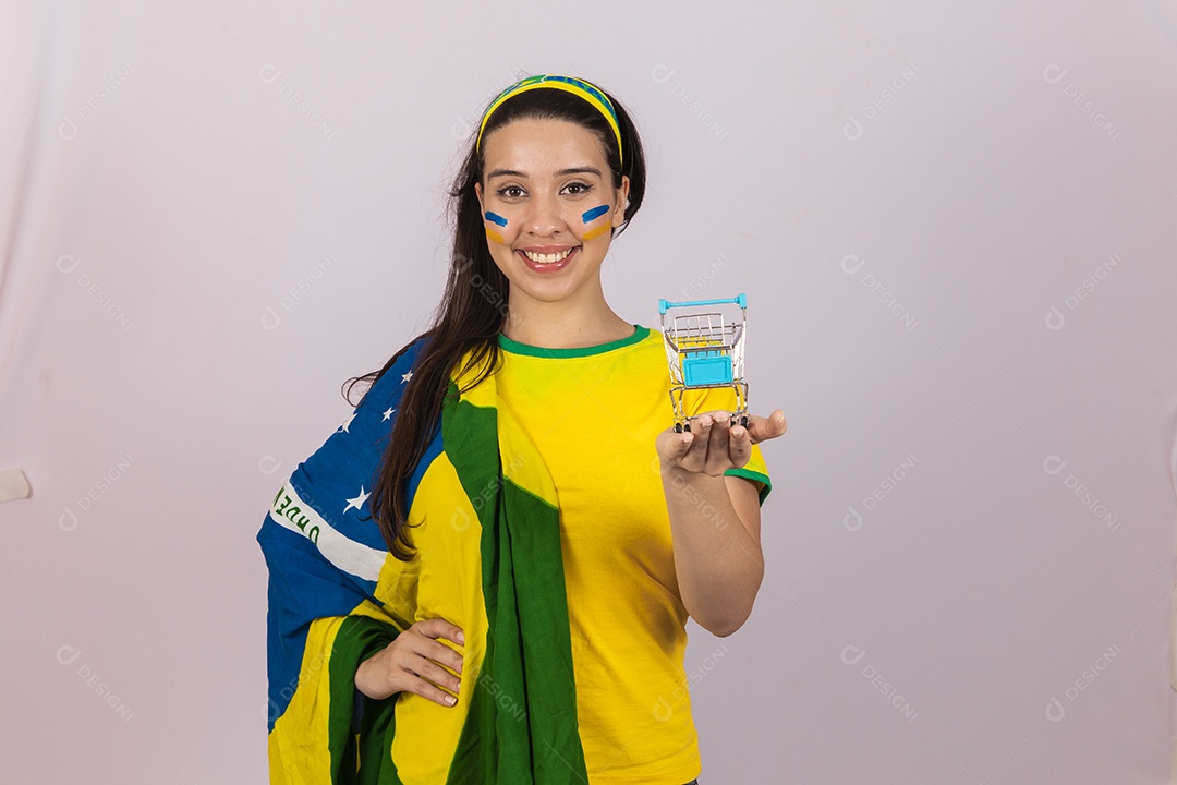 Linda Mulher jovem brasileira torcedora copa do mundo Futebol