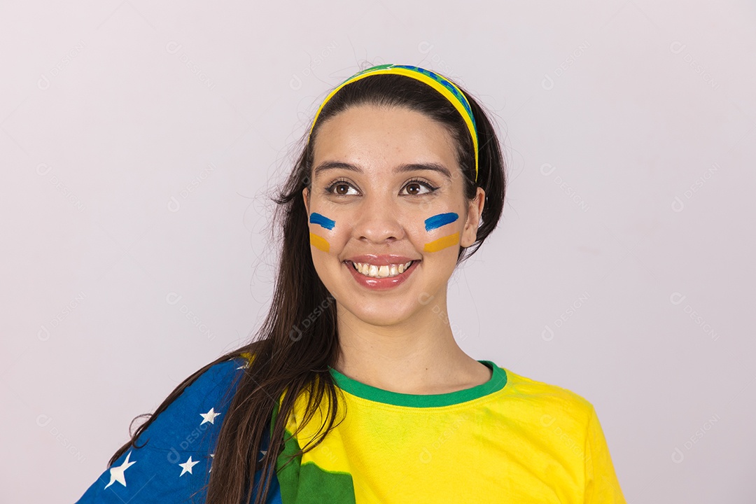 Linda Mulher jovem brasileira torcedora copa do mundo Futebol
