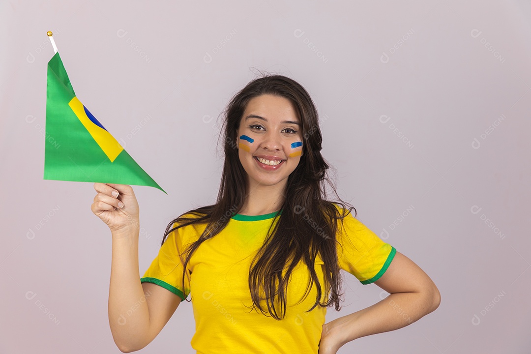 Linda Mulher jovem brasileira torcedora copa do mundo Futebol