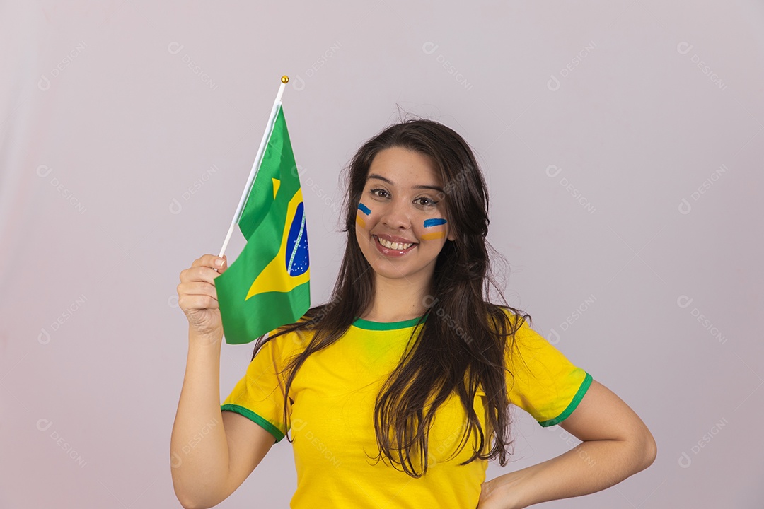 Linda Mulher jovem brasileira torcedora copa do mundo Futebol