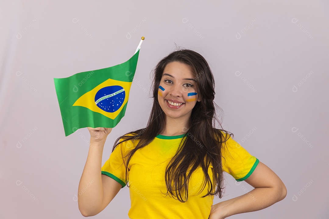 Linda Mulher jovem brasileira torcedora copa do mundo Futebol