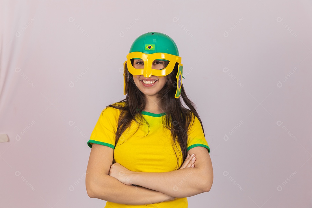 Linda Mulher jovem brasileira torcedora copa do mundo Futebol