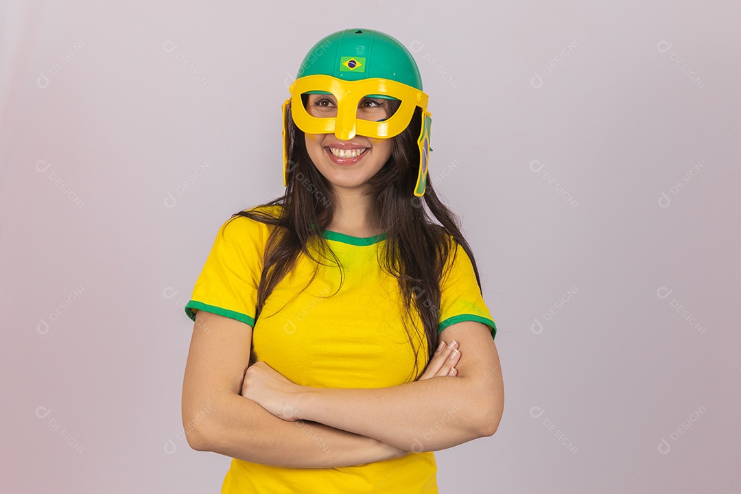 Linda Mulher jovem brasileira torcedora copa do mundo Futebol
