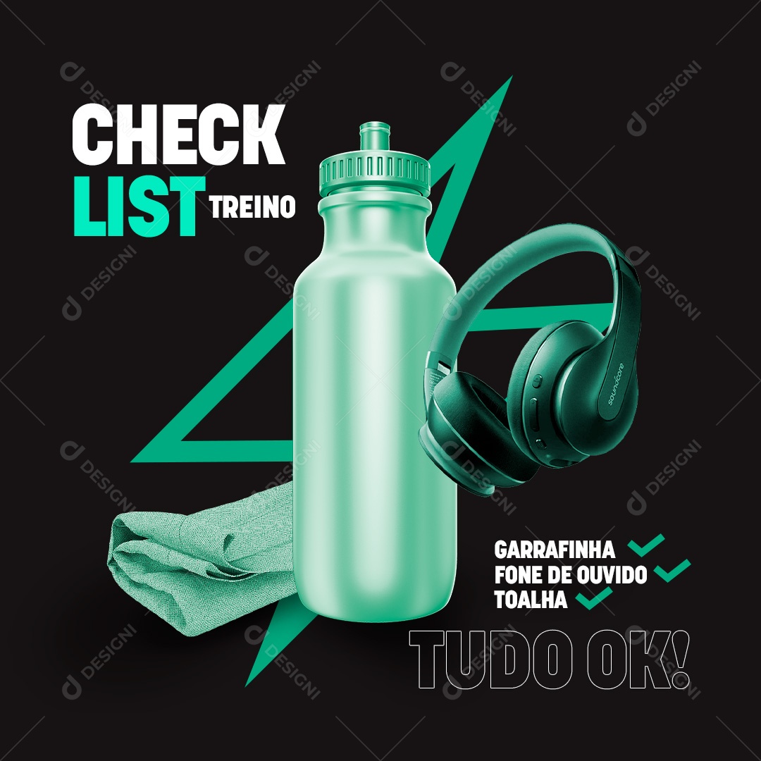 Checklist Treino Academia Social Media PSD Editável