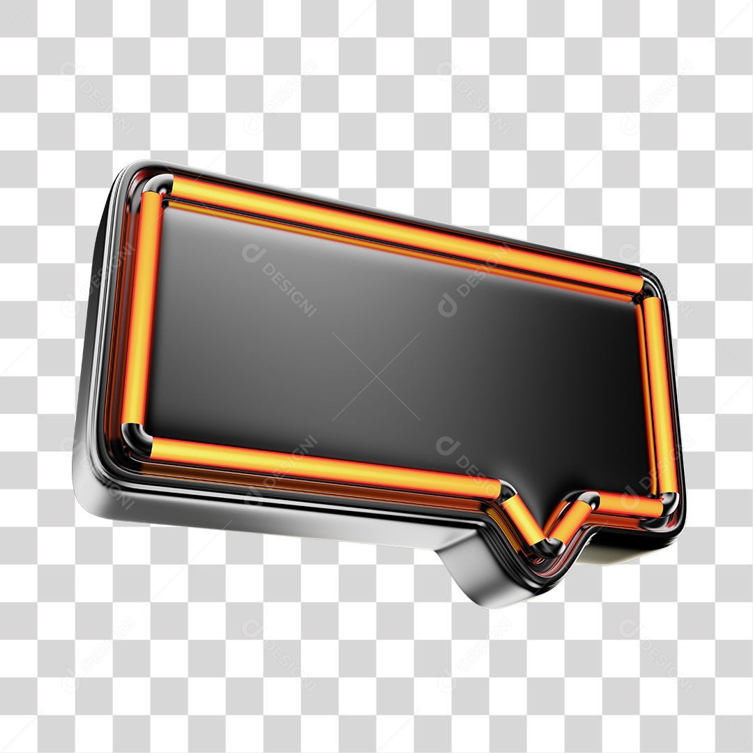 Caixa de Texto Retangular Com Forma Neon Elemento 3D PNG Transparente