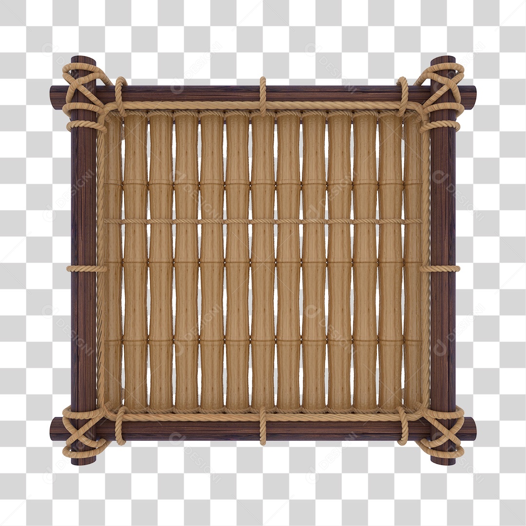 Placa de Bambu Quadrada Elemento 3D PNG