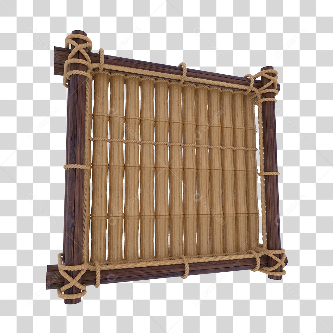 Placa de Bambu Quadrada Elemento 3D PNG