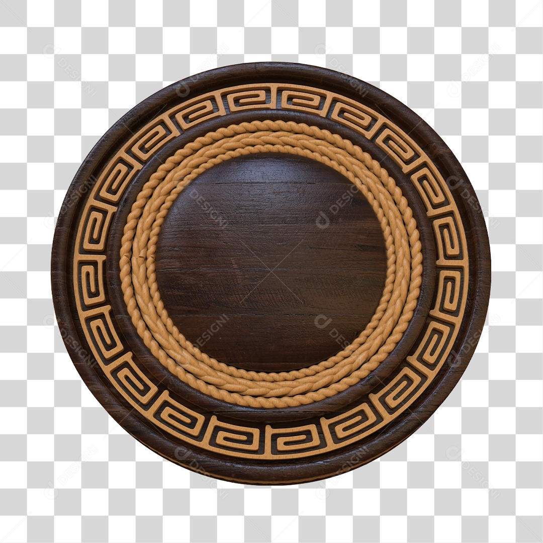 Placa de Madeira Redonda Com Fromas Circular Elemento 3D PNG