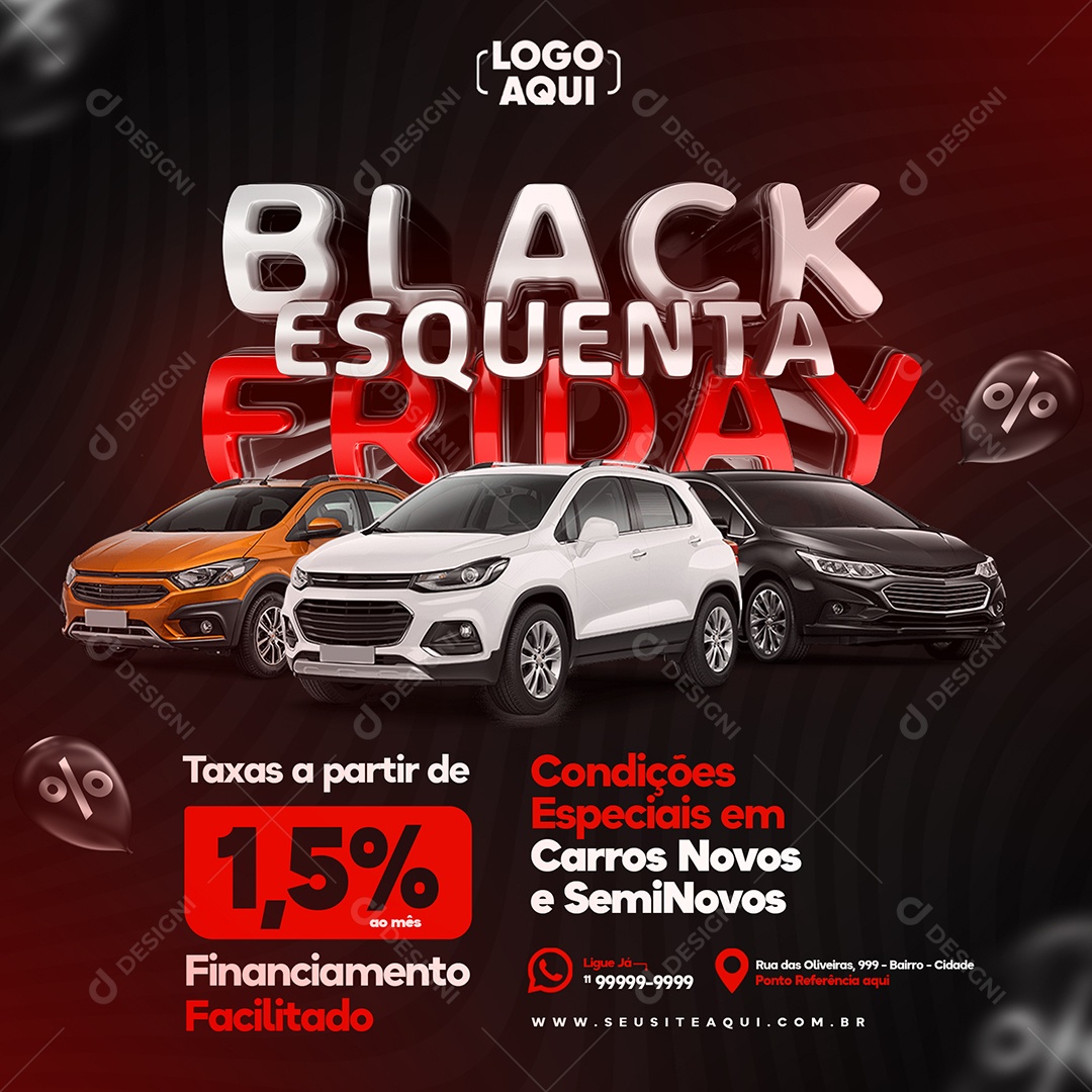 Black Friday Promoção Esquenta Veículos Social Media PSD Editável