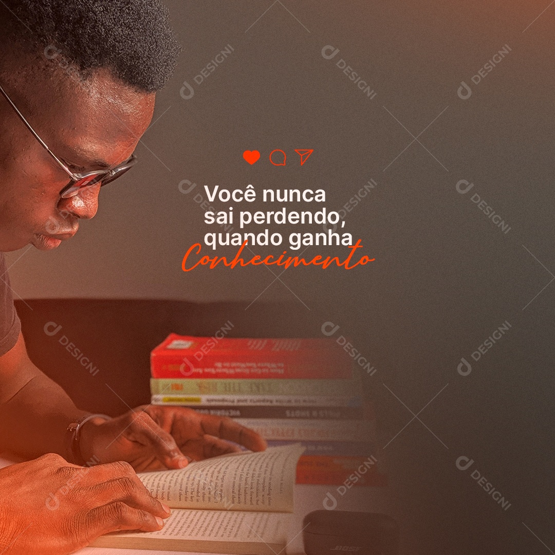 Você Nunca Sair Perdendo Quando Ganha Conhecimento Frase Motivacional Social Media PSD Editável