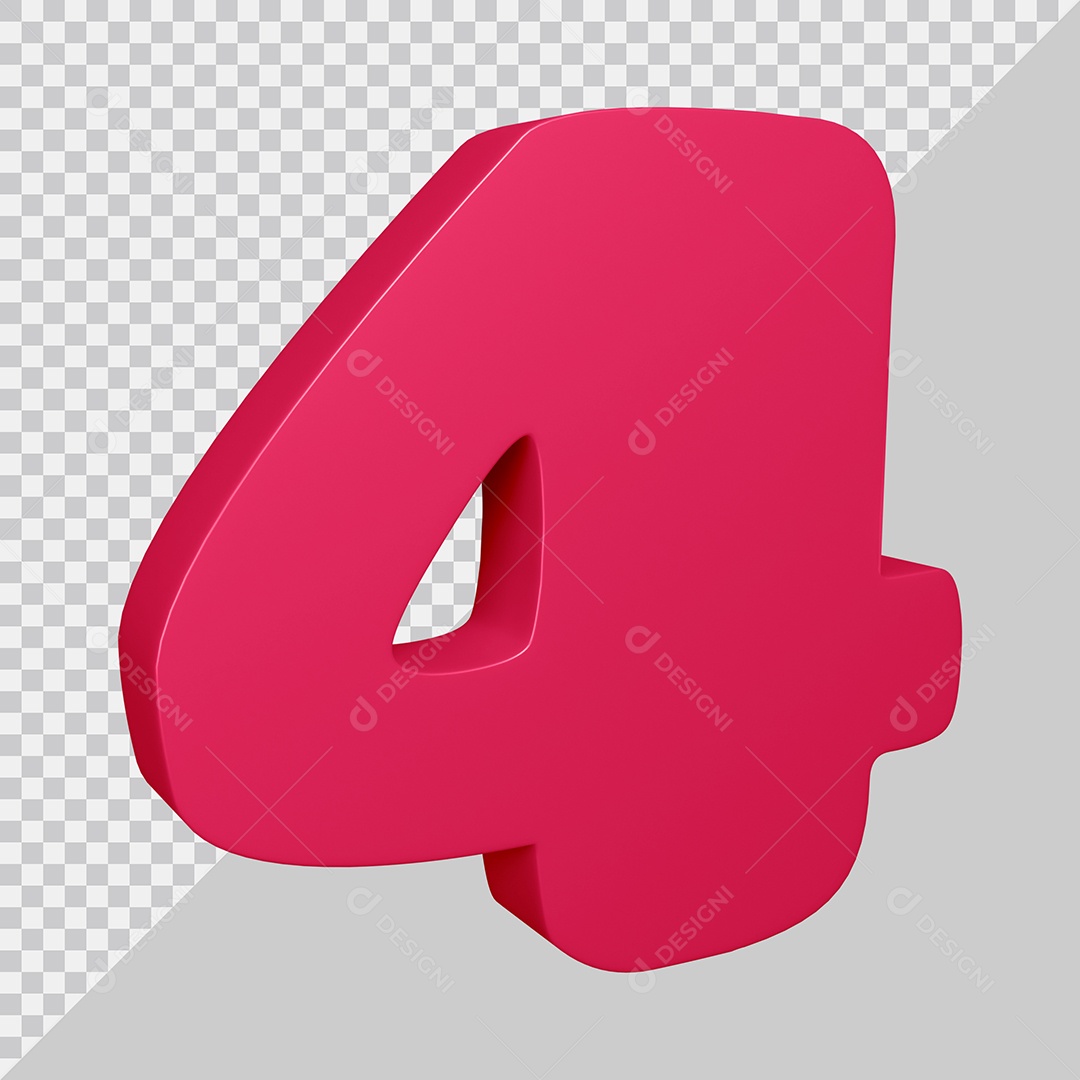 Elemento 3D Para Composição Número 4 Rosa PSD