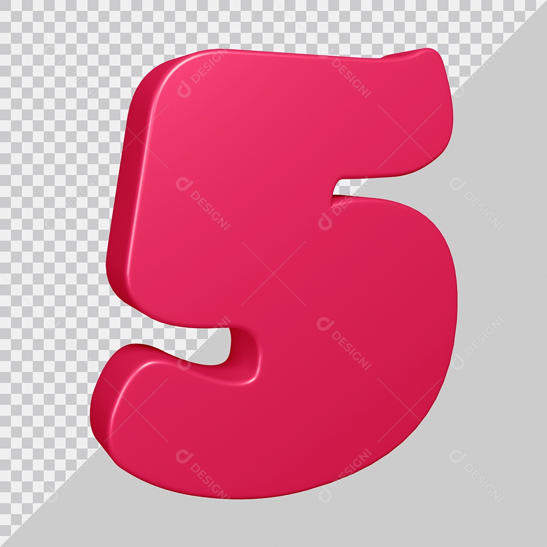 Elemento 3D Para Composição Número 5 Rosa PSD