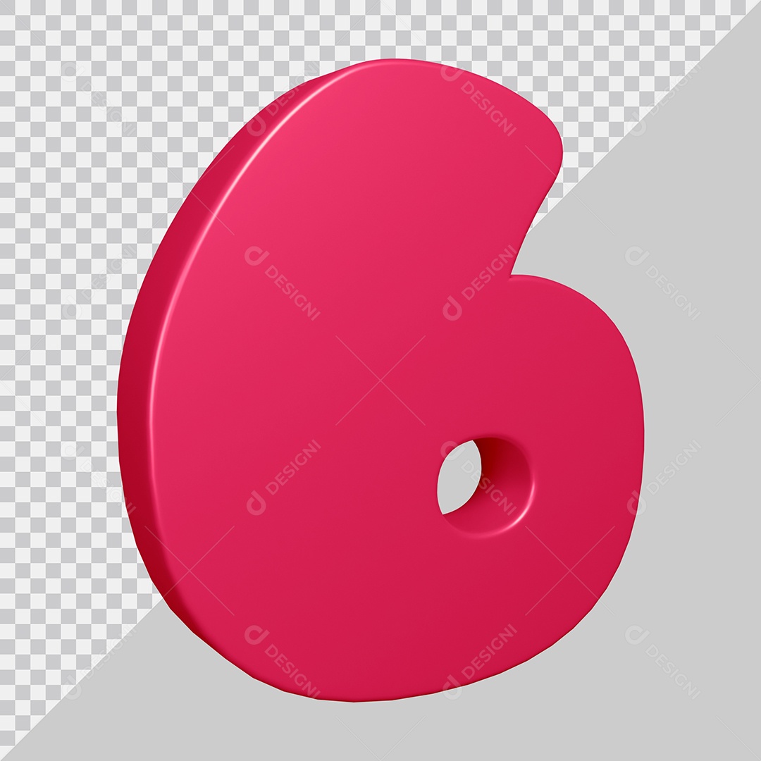 Elemento 3D Para Composição Número 6 Rosa PSD