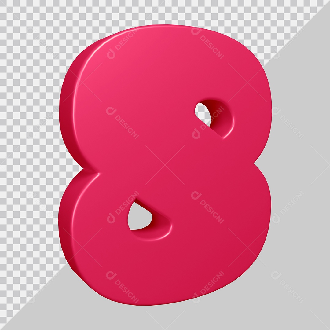 Elemento 3D Para Composição Número 8 Rosa PSD
