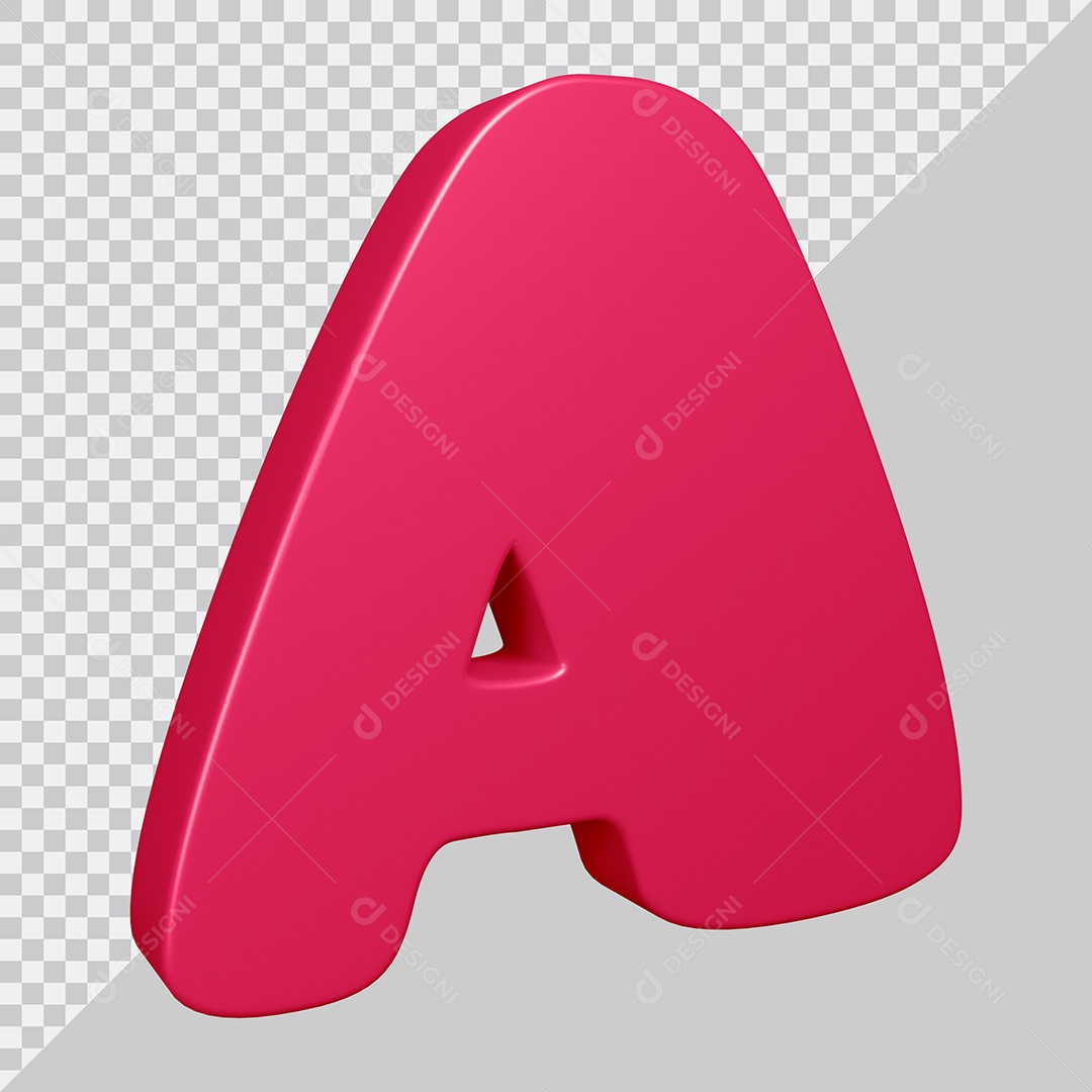 Elemento 3D Para Composição Letra A Rosa PSD