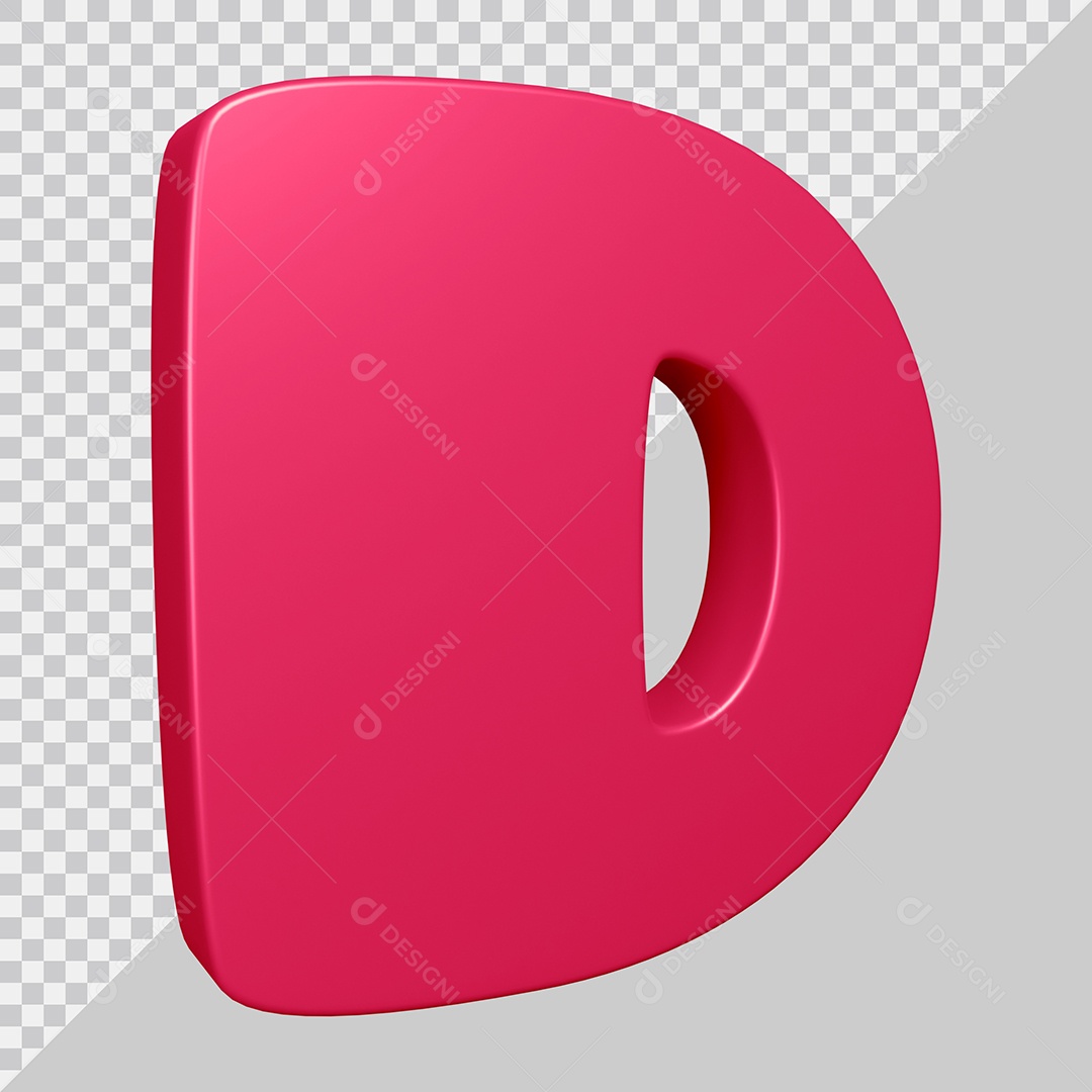 Elemento 3D Para Composição Letra D Rosa PSD