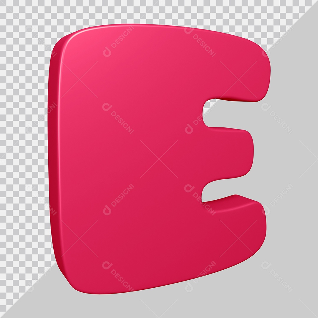 Elemento 3D Para Composição Letra E Rosa PSD