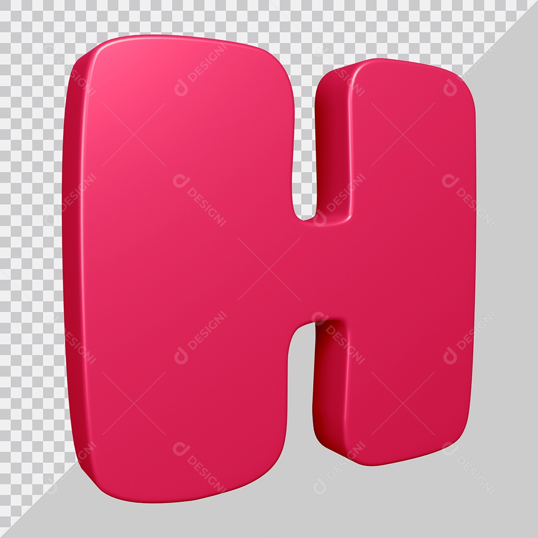 Elemento 3D Para Composição Letra H Rosa PSD