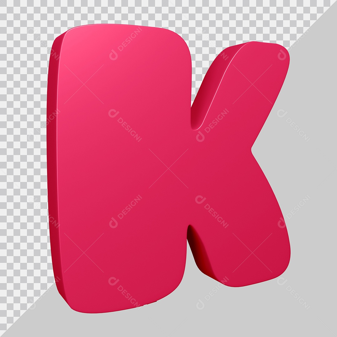 Elemento 3D Para Composição Letra K Rosa PSD